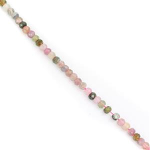 22cts Multi-Colour Tourmaline Faceted Rondelles Approx 2x3mm, 38cm Strand