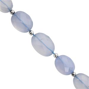 50cts Blue Chalcedony Faceted Oval Approx 12x9 to 15x11mm, 14cm Strand With Spacers