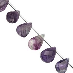 125cts Blue John Fluorite Faceted Pear Approx 11x8 to 17x11mm, 20cm Strand With Spacers