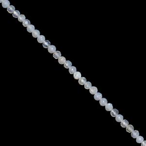 10cts Blue Lace Agate Faceted Round Approx 2mm, 38cm Strand