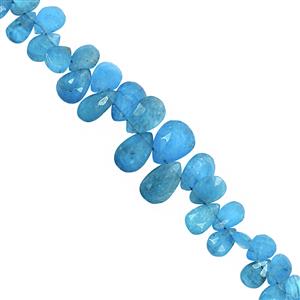 25cts Neon Apatite Top Side Drill Graduated Faceted Pear Approx 5x3 to 10x7mm, 13cm Strand with Spacers