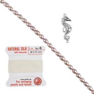 The Seahorse Herald Pearl Knotting Kit, , including 925 Magnetic Seahorse Clasp & Pearls