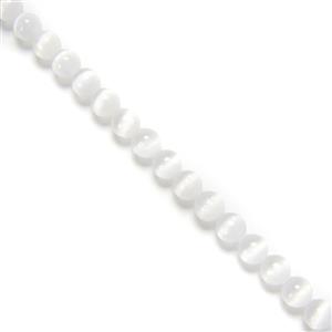 155cts Natural White Selenite Plain Rounds, Approx 8mm, 38cm Strand