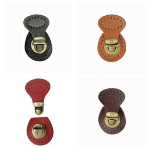 4 x Sew on Leather Bag Fastening with Antique Brass Clasp Bundle: Red, Black, Brown & Tan. Save £3