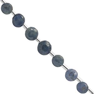 22cts Blue Sapphire Faceted Onion Approx 4 to 7mm, 10cm Strand With Spacer
