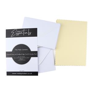 Hobby Maker Essentials 60 x cream A6 Scalloped edge card and envelope pack 
