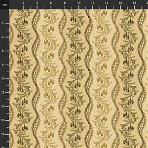 Henry Glass Lille Serpentine Ribbons Caramel Fabric 0.5m