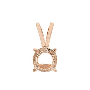 Rose Gold Plated 925 Sterling Silver Solitaire Pendant Mount With Rabbit Bail (To fit 9mm round gemstone)-1Pcs