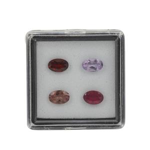 KIT 2: 1.50cts  Pink Amethyst, Red Apatite, Ruby and Red Garnet faceted oval Approx 6x4mm (pack of 4)