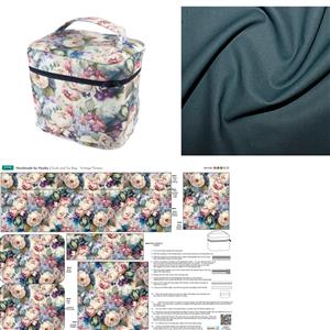 Handmade by Hayley Grab & Go Bag Panel & 0.5m Teal Fabric - Vintage Flowers Design