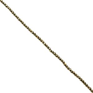 20cts Pyrite Faceted Rounds Approx 2mm, 38cm Strand