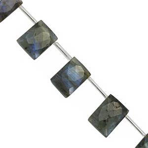 70cts Labradorite Faceted Cushion Approx 16x10 to 18x12mm 15cm Strand With Spacers
