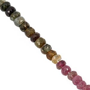 50cts Multi-Colour Tourmaline Faceted Rondelle Approx 4.5x2 to 5.5x4mm, 20cm Strand