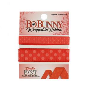 Double Sided Ribbon Set - Red With Dots, Approx 1 Yard Each 