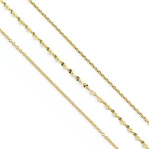 Gold Plated 925 Sterling Silver Chains, 3 Designs, 18inches