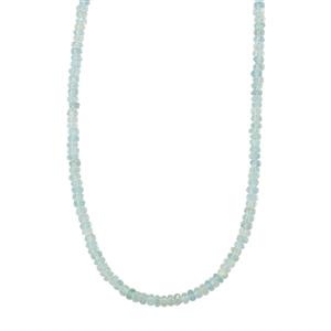 42ct Aquamarine Sterling Silver Graduated Bead Necklace with Magnetic Lock