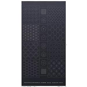 Sashiko Tsumugi Preprinted Geo 19 Black Fabric Panel 108x61cm 