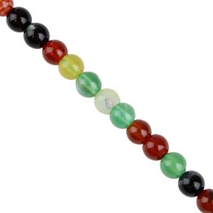 80cts Mixed Colour Agate Plain Rounds Approx 6mm, 37cm Strand