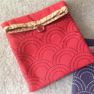 Sew With Beth Red Sashiko Folded Pouch Kit: Instructions & Fabric