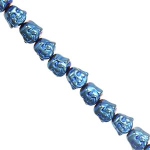 230cts Royal Blue Color Coated Hematite Smooth Laughing Buddha Approx 8mm, 30cm Strand