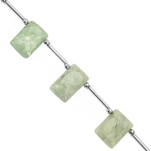 75cts Type A  Green Jadeite Jade Faceted Rectangles Approx 12x9 to 17x12mm, 17cm Strand With Spacers