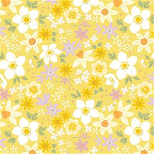 Lewis & Irene Cassandra Connolly Joys Of Spring Collection Springtide Sunshine Yellow Fabric 0.5m