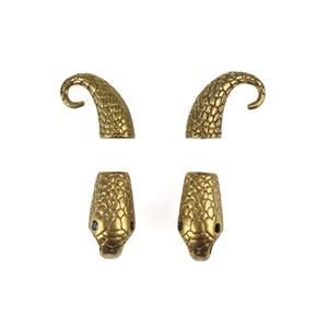Copper Plated Base Metal Snakes Head/ Tail Clasp, 2pcs 