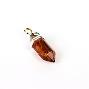 Baltic Cognac Amber Sterling Silver Pointer Pendant Approx 8.5x24.5mm