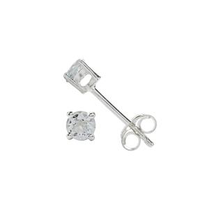 925 Sterling Silver Stud Earrings with Aquamarine, Approx 3.5mm (1 Pair)