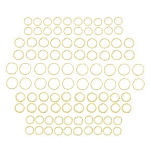 Gold Colour Base Metal Open Jump Rings Textured Finish, Pack of 100pcs (16mm, 18mm, 19mm, 22mm & 25mm)