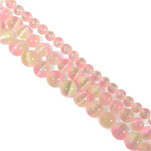 500cts Peach Selenite Plain Rounds Approx 6mm 38cm Strand, 8mm 38cm Strand, 10mm 38cm Strand