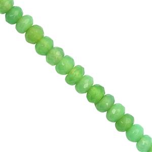 43cts Chrysoprase Faceted Roundels Approx 6X4 to 8X6mm 15cm Strand With Spacers