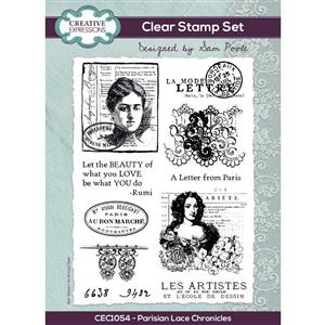 Creative Expressions Sam Poole Parisian Lace 6 in x 8 in Clear Stamp Set - 10 Stamps