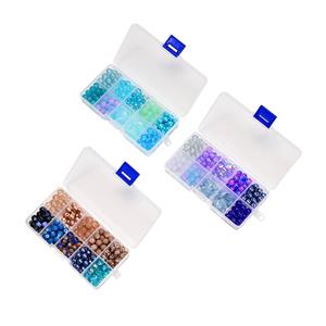 3 x Storage Box with Blue Tones Glass Beads and Resin Beadss With Downloadable Instructions By Alison Tarry