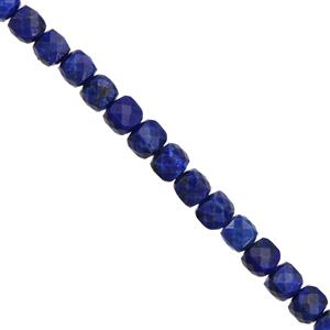 27cts Lapis Lazuli Faceted Cube Approx 3 to 4mm, 19cm Strand