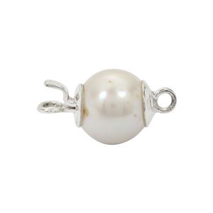 925 Sterling Silver Freshwater Cultured Pearl Box Clasp, Approx 10mm
