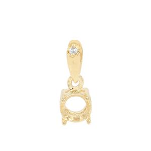 Gold Plated 925 Sterling Silver Round Pendant Mount (To fit 5mm gemstone) Inc. 0.02cts White Zircon Brilliant Cut Rounds 1.25mm - 1 pcs