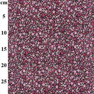 Multi Small Floral on Black Cotton Poplin Fabric 0.5m