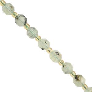 125cts Prehnite Faceted Satellite Cut Approx 7x6 to 8x7mm, 40cm Strand with Spacer