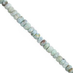 35cts Larimar Graduated Faceted Rondelle Approx 3x2 to 5x4mm, 21cm Strand
