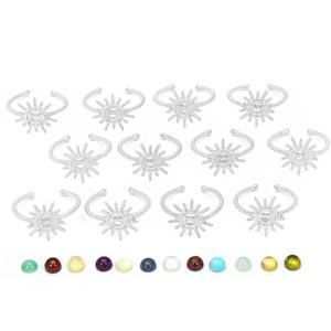 12 Months of 925 Sterling Silver Birthstone Star Adjustable Ring Mounts with Multi Gemstone Approx 5mm