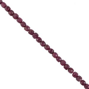 60cts Natural African Ruby Faceted Cubes, Approx 4mm, 38cm strand