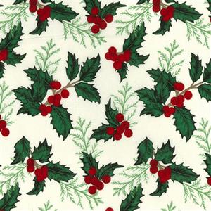 Rose & Hubble Holly Ivory Fabric 0.5m