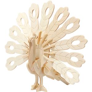 3D Construction figure, peacock, size 10x20,5x17,5 cm, 1 pc