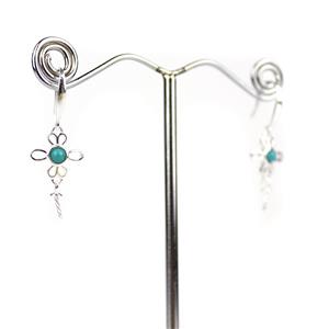 925 Sterling Silver With Turquoise Earrings (1Pair)