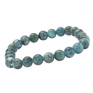 85cts Neon Apatite Smooth Round Approx 7 to 8mm Stretchable Bracelet 17cm