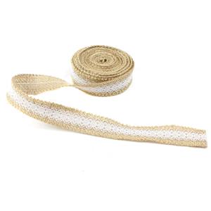 5m Hessian Ribbon with Lace Approx. 25mm