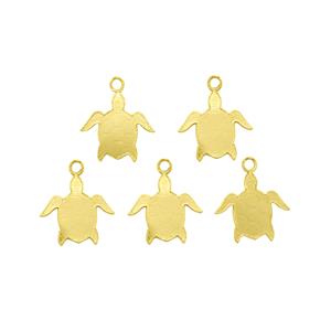 Gold Plated 925 Sterling Silver Turtle Charm, Approx 13x11mm 5pcs