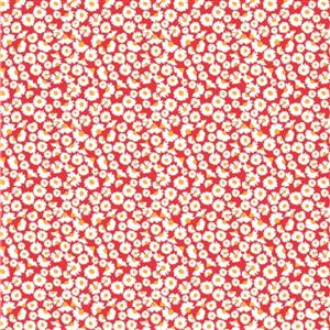 Poppie Cotton Hopscotch & Freckles Daisies Red Fabric 0.5m