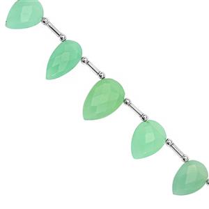 55cts Chrysoprase Faceted Inverted Pear Approx 14x8 to 18x13mm, 17cm Strand With Spacers